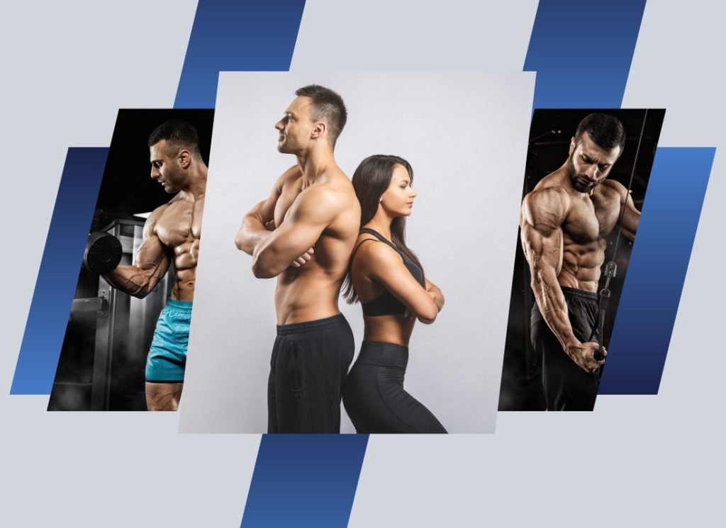 Promotional banner with fit people